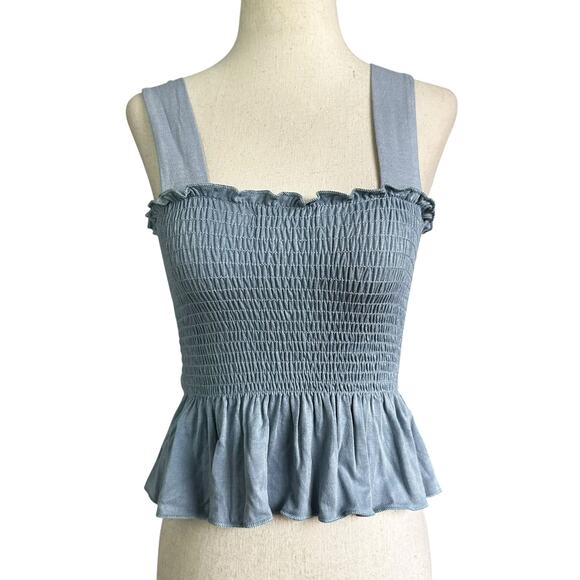 Urban Outfitters Blue Smocked Sleeveless Crop Top Women's Size XS | 67-13-2 - Picture 1 of 6